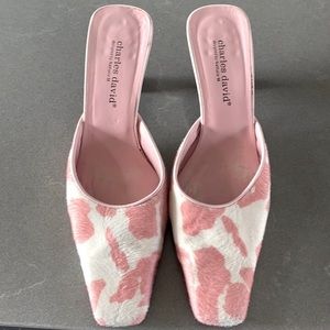 Vintage Charles David Pink Cowhide Kitten Heels